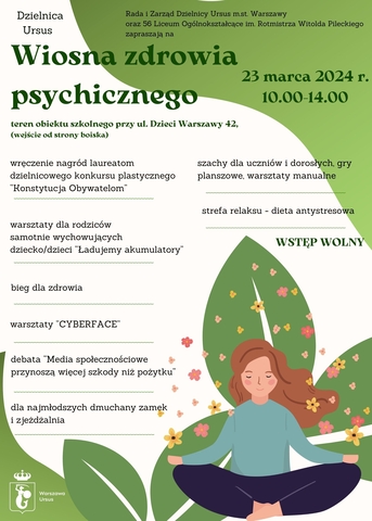 Zaproszenie na piknik Wiosna Zdrowia Psychicznego w Ursusie